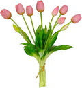 Artificial Flowers 10pcs Fake Tulips Real Touch, Faux Latex Tulips Flowers with Gift Box Soft Faux Tulips Bouquets Arrangements for Party Wedding Home Room Decoration(Light Purple)