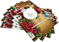 PVC Placemats Set of 4 Wipeable Table Mats Washable Heat Resistant Non Slip Vinyl Dining Table Mat for Kitchen Indoor Outdoor Patio Farmhouse Place Mats Christmas Ball Poinsettia Snowman Decorative