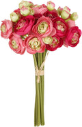 IPOPU Artificial Ranunculus Deep Pink Silk Flowers with Stems 12PCS Mini Fake Flowers for DIY Wedding Bouquet Bridal Shower Decorations Floral Filler Flowers Centerpieces (Shade of Hot Pink)