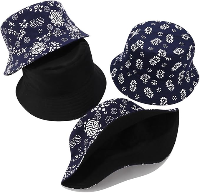 Quanhaigou Bucket Hat for Men Women,Packable Reversible Printed Sun Hats,Fisherman Outdoor Summer Travel Hiking Beach Caps