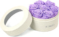 Rosaura Round Preserved Roses Gift Box - Real Forever Flowers for Birthday, Valentine's & Mother's Day (Light Purple, 7 Roses)