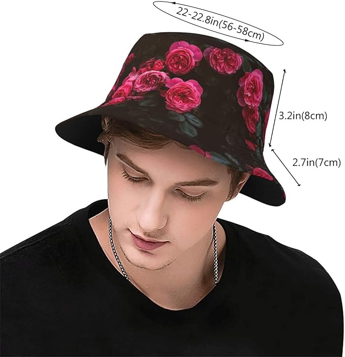 Rose Bucket Hat Womens Fisherman Hat Flower Sun Hats Cute Caps Rose Flower Hats for Women Outdoor