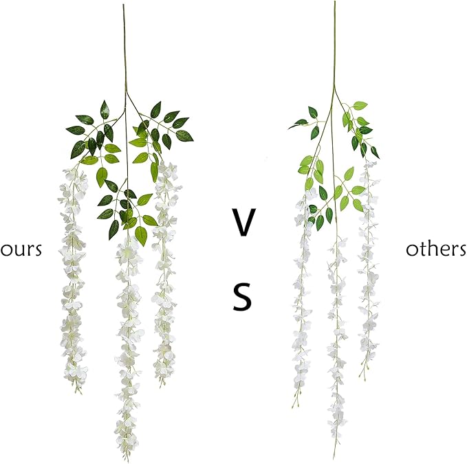 Duovlo 12 Piece Artificial Silk Wisteria Vine 3.6 Feet Hanging Flower Garland String Home Party Wedding Decor (Lake Blue)