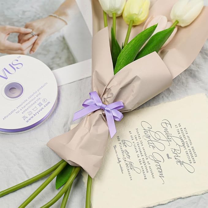 Lilac Satin Ribbon, Double Faced 3/8 Inch X 25 Yards, Premium Polyester Satin Ribbon for Gift Wrapping, Crafts, Wedding Party Decor