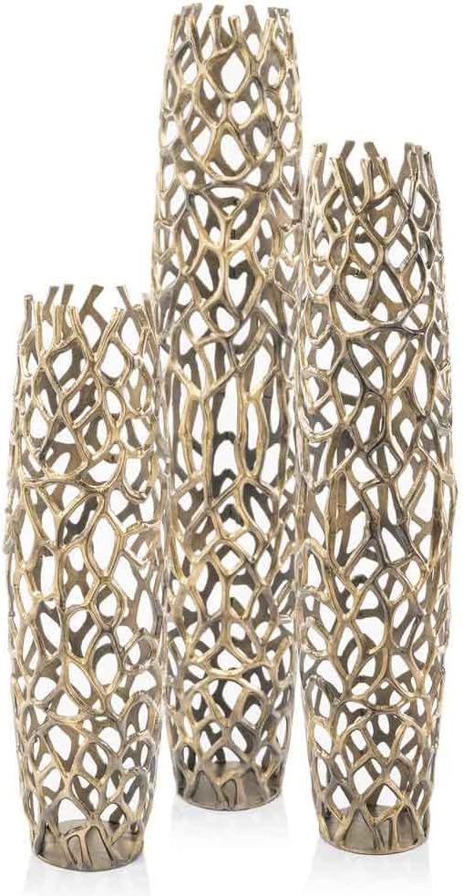 Modern Day Accents 3597 Rama Silver XL Twigs Barrel Floor Vase, Statement Piece, Tall Standing, Corner Decor 9" Lx 9" W x 40" H, House & Office Decor