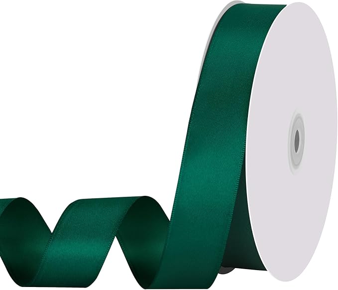 Dark Green Ribbon 1 Inch Christmas Ribbon Emerald Green Satin Ribbons 60 Yards for Gift Wrapping Bows Crafts Christmas Tree Xmas Decorations