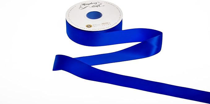 Humphrey's Craft 1-1/2 Inch Double Faced Satin Ribbon - 50 Yards, Royal Blue Thick Satin Ribbon for Crafts, Gift Wrapping, Decoration Christmas Tree, Bridal Bouquet,Wedding,DIY Bows,Sewing Hat.