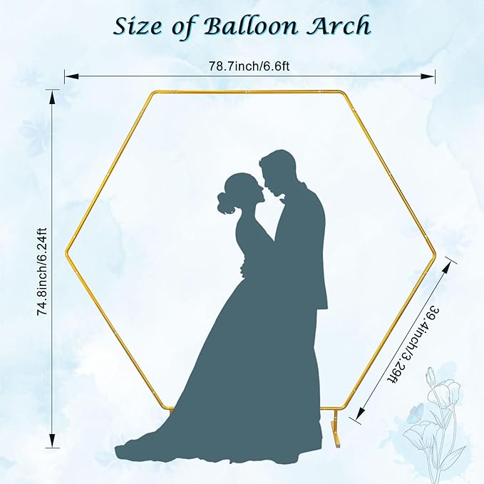 Hexagon Wedding Arch Backdrop Stand,Hexagonal Metal Frame Balloon Arch Stand Kit for Ceremony Birthday Party Decoration Metal Arch Frame…