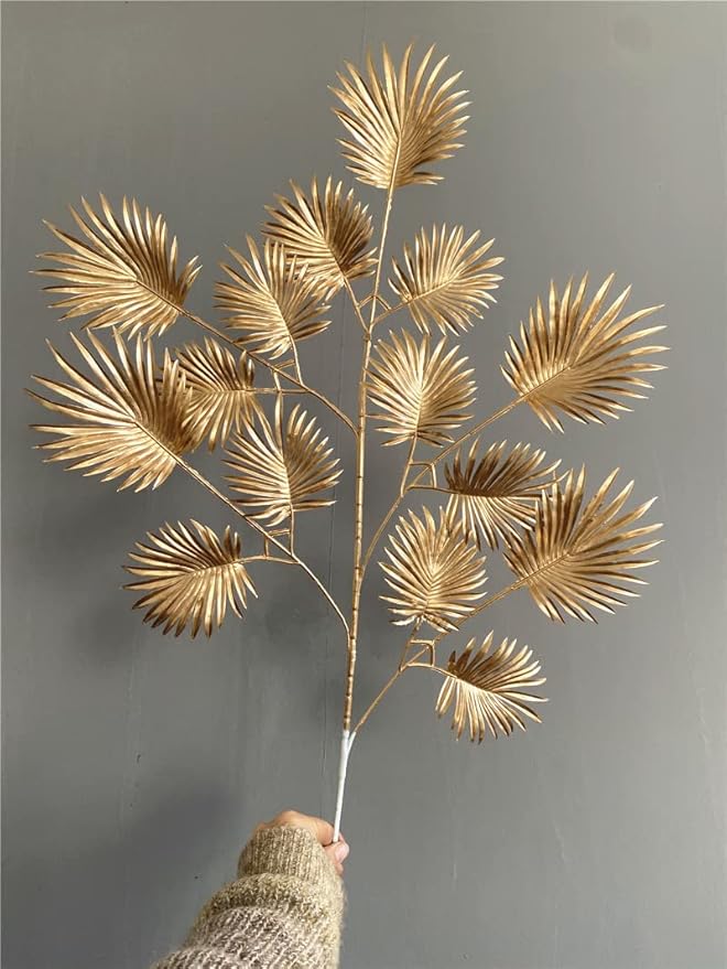 PASYOU Artificial Plants for Christmas Decor, Gold Plastic Grass Fake Shrubs Leaves Indoor Outdoor Home Garden Party Hotel Verandah Wedding Event Faux DIY Decoration - 30 Inch Golden 2 Bunches