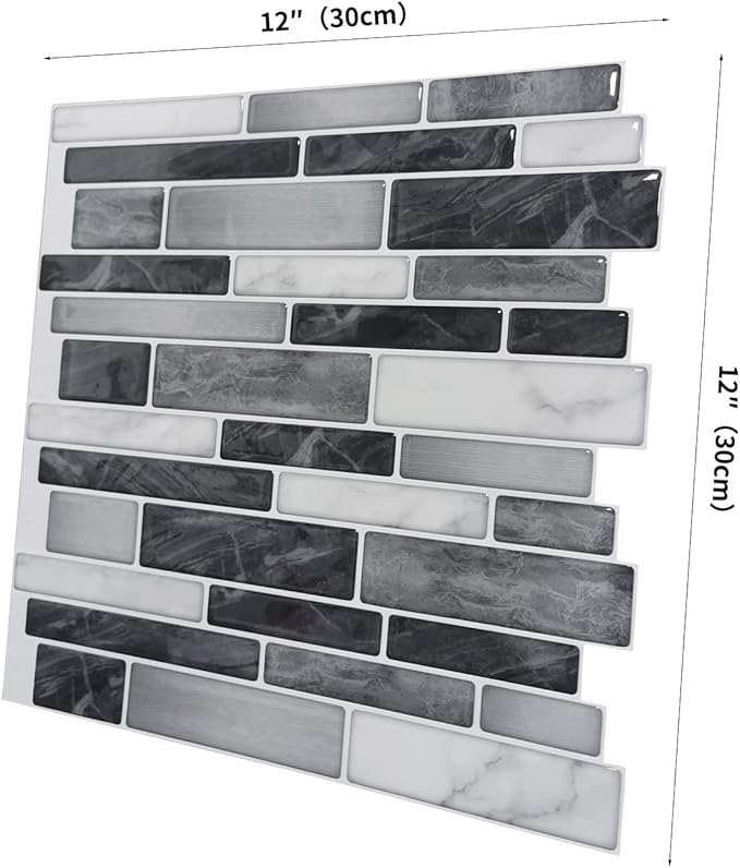 Art3d 10-Sheet Self-Adhesive Tile Backsplash for Kitchen, Vinyl Decorative Marble Tiles, 30 * 30cm