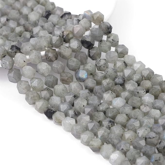 Faceted Natural Spectrolite Stone Round Beads 6mm 36cm/Strand for Jewelry Making