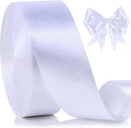 NESCCI 100 Yards Ribbon,1-1/2 Inch White Satin Ribbon,Single Face Satin Ribbons,Perfect for Gift Wrapping,Wedding Decoration,Handmade Bows, Wrapping Bouquet and More