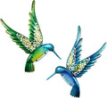 HONGLAND Metal Hummingbird Wall Art 15inch Metal Birds Wall Sculpture Garden Decoration Outdoor Statue Patio Fence Hanging Plaques 2 Pack