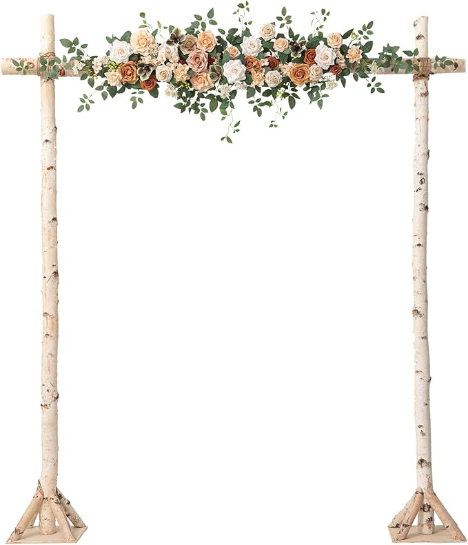 Ling's moment Wedding Arch Flowers - 6.5FT Floral Garland for Ceremony Arbor Backdrop Decoration - Artificial Rose Floral Swag for Sweetheart Table Birthday Party, Baby Shower, Cream Orange