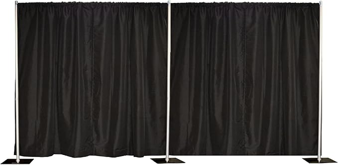 Crowd Control Center 8'x20' Pipe and Drape Backdrop Kit in Premier Fabric (8'x20' Black) Upgraded Version