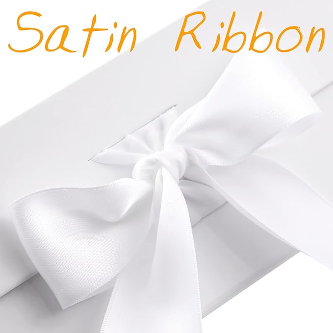 GREEN BEAN 6 Large Gift Boxes with Lids for Present 13x9.7x3.4 Inches, White Magnetic Gift Box with Ribbon, Bridesmaid Proposal Boxes, Luxury Gift Boxes (Glossy White)