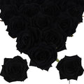 Artificial Roses 16pcs Velvet Black Roses Artificial Flowers 3.94" Fake Black Roses for Wedding Flowers Black Rose Decor for Centerpieces Home Party Decor (Black)