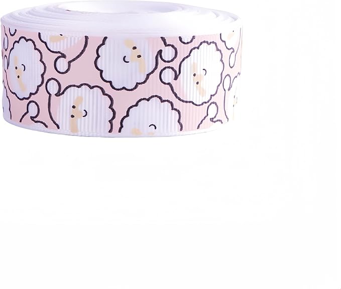 Pink Santa Ribbon 20 Yards 1Inch Wide Grosgrain Ribbons with Santa Printed Gift Ribbon for Craft Packing, Gift Wrapping, DIY Craft, Christmas Party Supplies