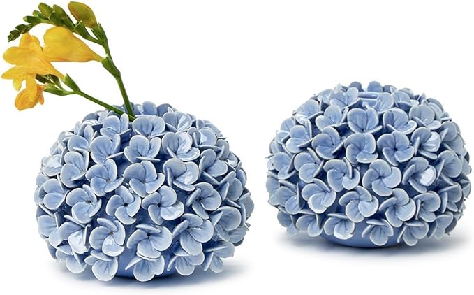 Two's Company Hydrangea Flower Bud Vases and Taper Candle Holders, 5.5-Inch, Set of 2