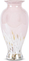 11.8" Tall Pink Glass Vase Beautiful Hand Blown Glass Vase Modern Art Home Decor, Wide Mouth Colorful Vases for Mantle Dining Table Centerpiece, Entryway Living Room Wedding Decoration