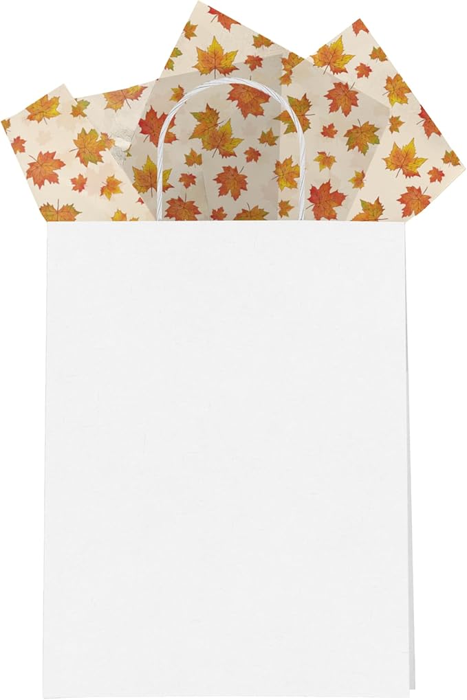 Pro Supply Global Autumn Leaves Printed Tissue Paper for Gift Bags or Boxes and Wrapping - Bulk Fall Decorative Art Tissue Paper for Packaging and Gifting | 24 Sheets 20" x 30"