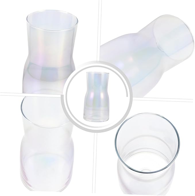Alipis Transparent Iridescent Glass Vase for Hydroponic Flower Arrangements DIY Decorative Floral Holder for Home Office and Exhibition Display Odorless Material