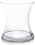 Enova Floral Unique Bouquet Vase, 7" W 7" H, Clear Short Hurricane Concave Flowers Glass Vase for Home Wedding Event Decor (1 Piece)