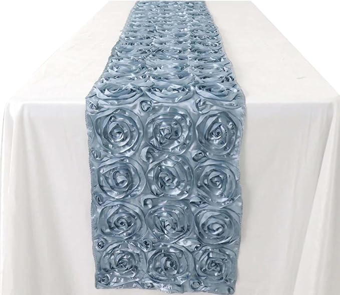 Efavormart Wonderland Rosette Premium Table Runners for Weddings Party Banquets Decor Fit Rectangle and Round Table - Dusty Blue