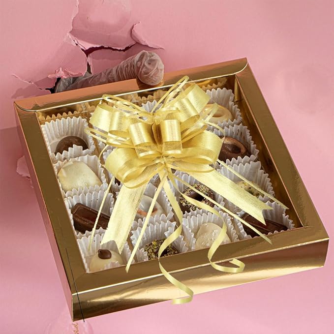 WEWILUCK Bows for Gift Wrapping, Large Gold Bows for Gifts, Presents, Gift Baskets, Big Golden Bow for Birthdays, Parties, Christmas, and Everyday(6 inches, 15PCS)