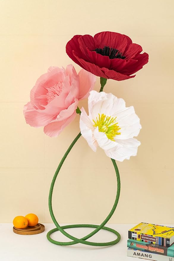 16" 3D Paper Flower Decoration for Wall, Giant Large Handcrafted Paper Flowers for Wedding,Flower Backdrop,Baby Shower,Birthday Party,Archway Decor, Nursery Wall(Red/Pink/White, Set of 3)