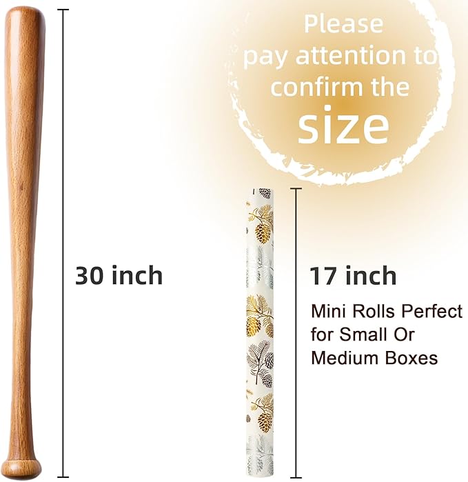 MAYPLUSS Luxury Christmas Wrapping Paper Roll - 17 Inch X 33 Feet - Beige Wrapping Paper with Gold and Silver Pine Cone, Needle Pattern Winter Motive Gift Wrap Paper for Christmas, Holiday, Birthday
