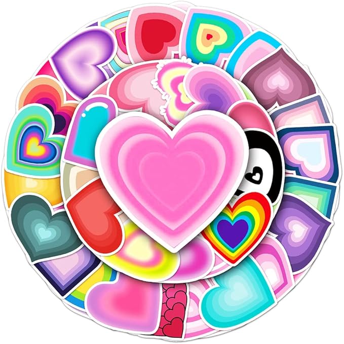 Heart Stickers for Teens Boy Girls Kids|50 Pcs|Popular Vinyl Waterproof Stickers for Laptop Computer Phone Luggage Flasks Water Bottle Bike Car Notebook Tablet,Trendy Decorative Decals Pack(Heart)
