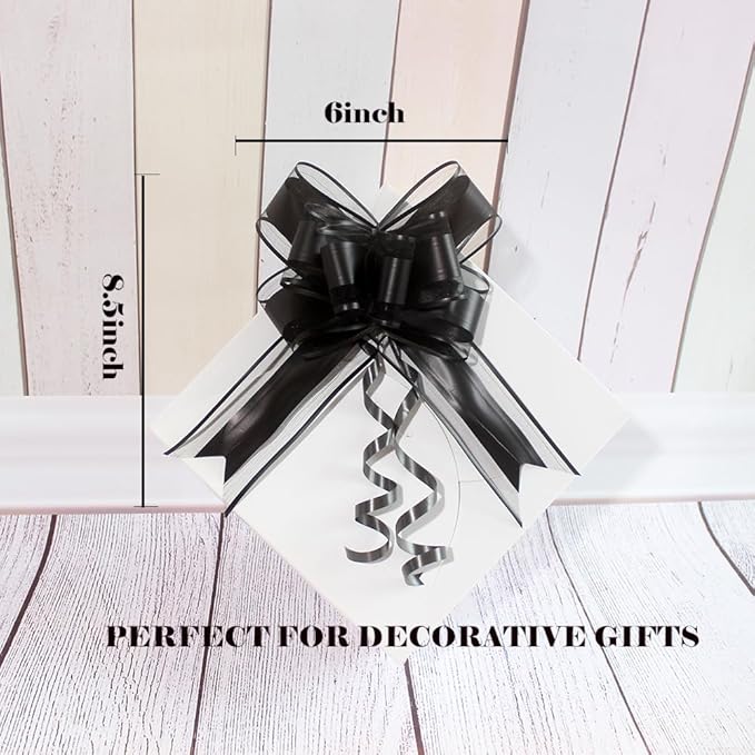 WEWILUCK Large Black Gift Bows - 15PCS Perfect bows for Gift Wrapping, Pull Bows for Man Present Decoration Birthdays Holiday and More(6 inches)