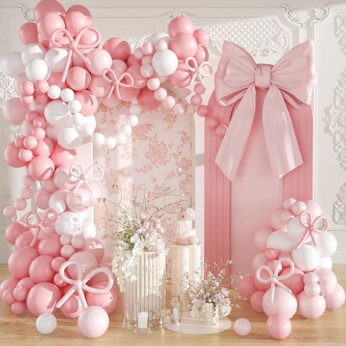 Arch Backdrop Cover Baby in Bloom Baby Shower Arch Stand Spandex Fabric Cover Blue Flowers Floral Pink Bows Girls Birthday Party Baptism Decorations (2.2X5ft,G-4032)