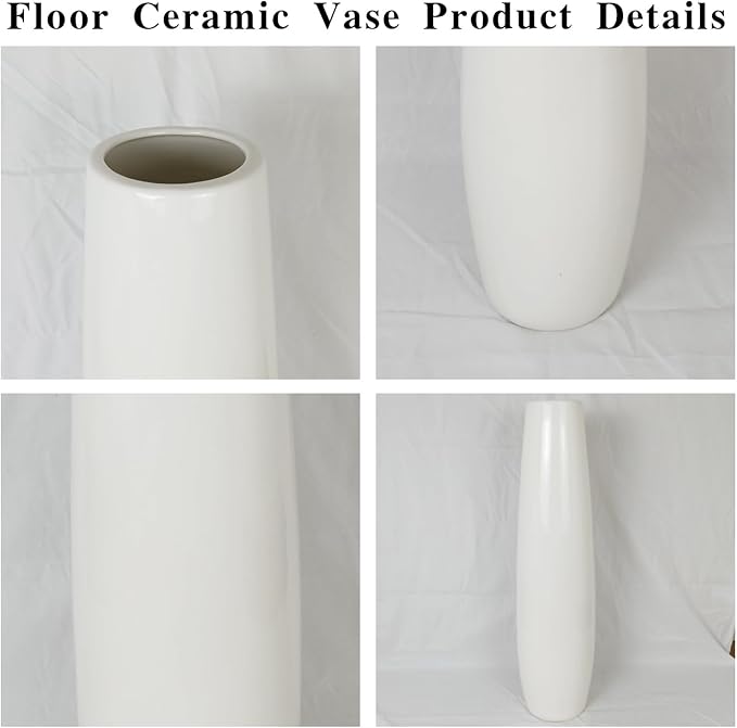 Ceramic White Floor Vase 28 Inches Tall Flower Holder Decorative Large Vases for Table Centerpieces Shelf Home Decor Living Room Branches Sky-Dried Flower Arrangement Simple Decorative