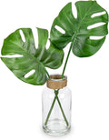 Artificial Plant in Glass Vase with Faux Water, Fake Monstera Plant Real Touch Faux Plants Tropical Leaves Fake Greenery Stems for Home Office Farmhouse Wedding Centerpiece Décor