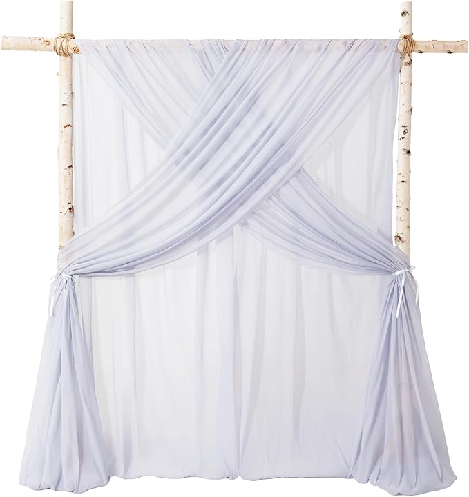 Ling's moment Blue Backdrop Curtains, 10Ft x 23Ft Dusty Blue Long Sheer Wrinkle-Free Background Backdrop Curtain&Table Cloth for Birthday Party Wedding Baby Shower Photo Booth Decor