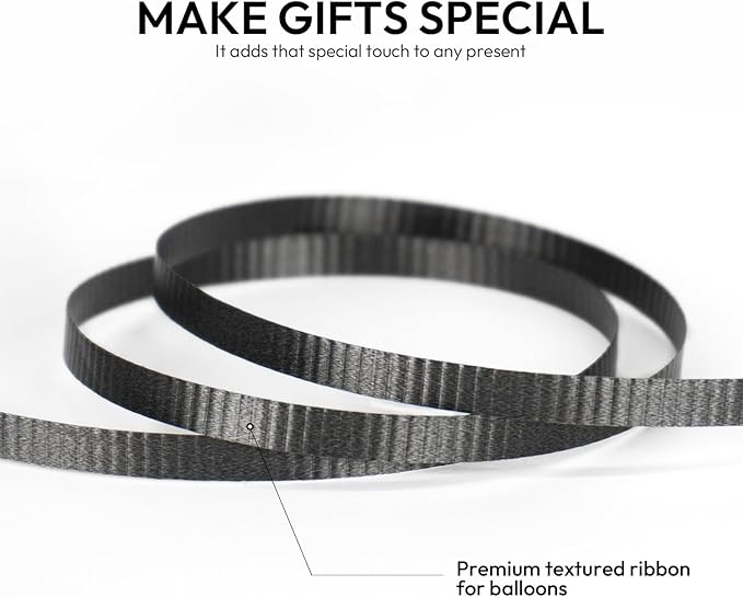 500 Yards Curling Ribbon Black, 1/5" Wide Crimped Black Curling Ribbons - Ideal for Gift Box Wrapping, Birthday, Halloween, Christmas Party Decorations, Balloon String
