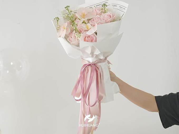 HUIHUANG Dusty Rose Wedding Ribbon Double-Faced Satin Ribbon Assortment 1" Wide Rose Pink Silk Ribbons for Gift Wrap Wedding Bridal Baby Shower Decor Flower Bouquet Crafts- 6 Colors X 5 Yards Each