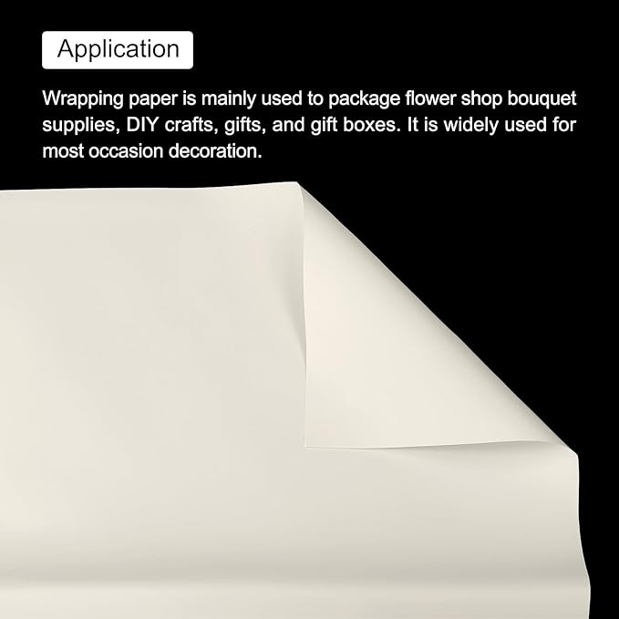 MECCANIXITY Pearlescent Film Flower Wrapping Paper 22.8x22.8 Inch Waterproof for DIY Crafts, Gift/Gift Box Packaging Light Beige Pack of 10