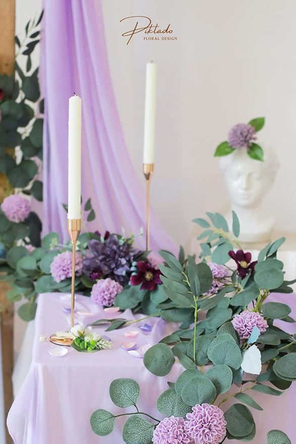 Artificial Wedding Dahlia Flowers 25 pcs Lavender Fake Roses w/Stem for DIY Wedding Decor Centerpieces Arrangements Bouquets(Lilac)