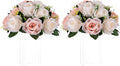 NUPTIO Flower Balls for Wedding Centrepieces - 2 Pcs 9.5in Diameter Artificial Flower Ball Arrangement Bouquet Peachy Pink & Creamy White Fake Rose Flowers Party Centerpieces for Weddings Tables