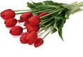 15Pcs Fake Tulips Artificial Flowers Real Touch Latex Bouquet Faux Tulips for Centerpiece Arrangements Wedding Party Home Décor (Hot Red)