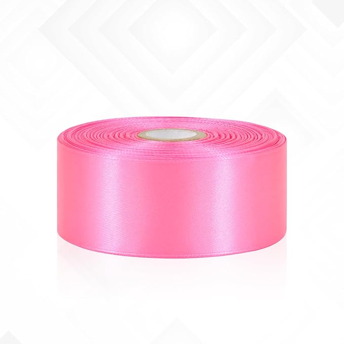 30 Yards Flamingo Pink Ribbon 1-1/2 Inch, Flamingo Pink Satin Ribbon for Gift Wrapping, Flower Bouquet, Crafts, Christmas, Wedding and Bow Making