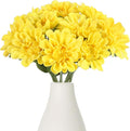 IPOPU Faux Chrysanthemum Flowers 10pcs PU Dahlia Flowers 13inch Artificial Yellow Chrysanthemum Flower Fake Mums Flower for Home Wedding Office Table Centerpiece Floral Arrangement Decor(Yellow)
