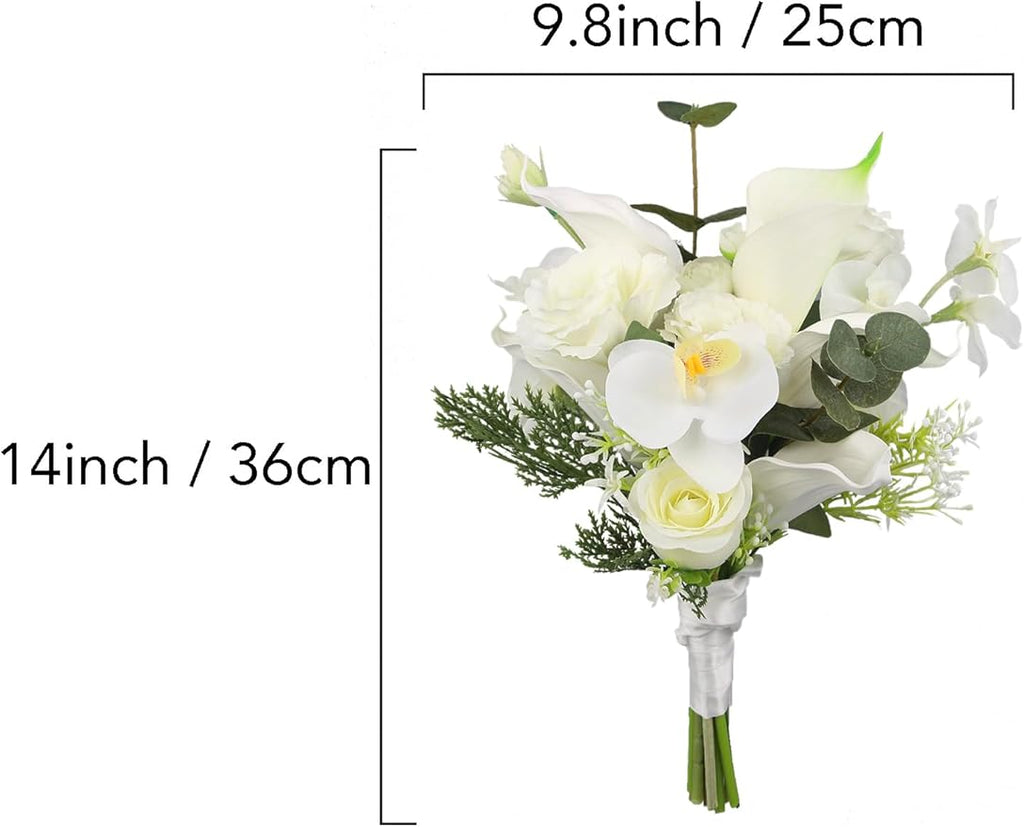 Rinlong 9.8 Inch Silk Posy Bouquet Wedding Bouquets for Bride Artificial Rose Small Bridal Bouquet for Wedding Toss Bridesmaid Prom Bouquet