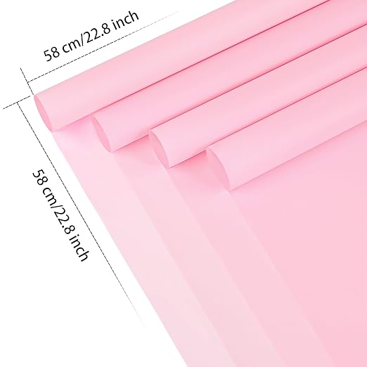 Jutieuo 20 Sheets Pink Flower Wrapping Paper, Waterproof Solid Floral Bouquet Wrapping Paper, Florist Supplies Packaging for Wedding Birthday Gift DIY Craft (22.8 x 22.8 inch)