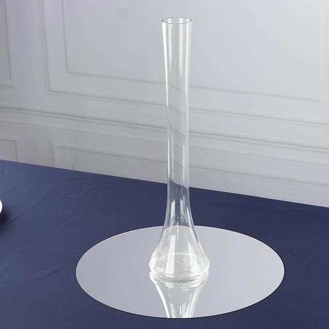 Efavormart 6 Pack Clear Heavy Duty Eiffel Tower Glass Vases with Round Base, Tall Skinny Flower Bud Vase Centerpieces - 16"