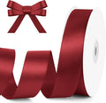 KMER LIFE 1 inch Wide x 50 Yards Wine Red Single Faced Polyester Satin Ribbon, Wine Red Satin Ribbon Perfect for Wedding Decor, Wreath, Crafts, Gift Wrapping & Other Projects (Wine Red)