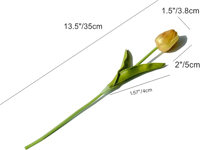 Mandy's Artificial Tulips 20 Stems Gold PU Faux Flowers for Thanksgiving and Christmas Decorations Wedding Home Decor 13.5 Inch